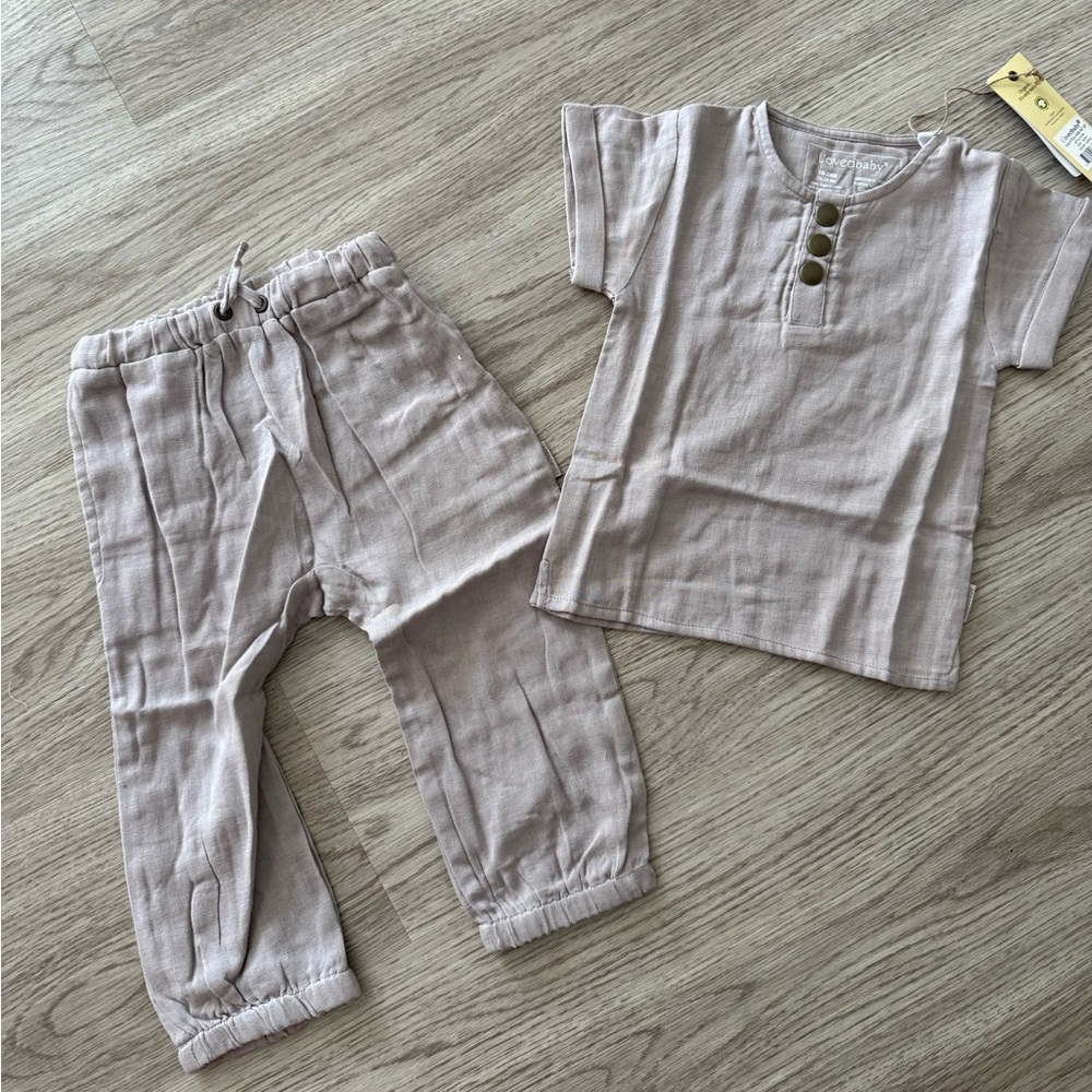 NWT L’ovedbaby Organix Muslin Henley Top & Harem Pants Size 18-24 Month